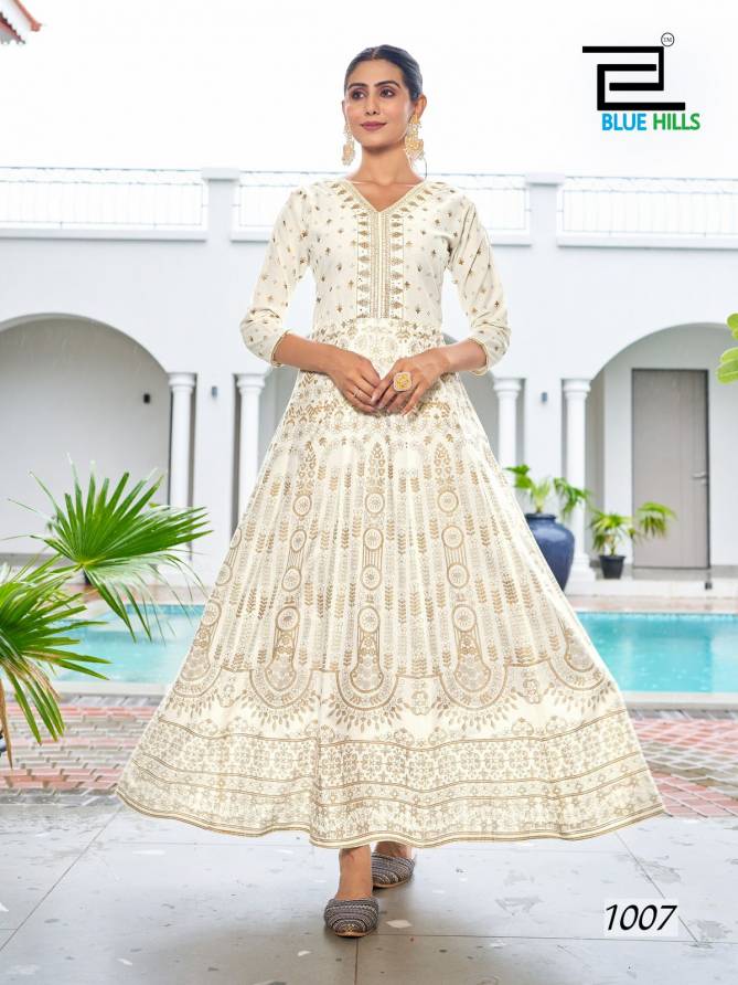 Walkway Special Rayon Foil Printed Anarkali Long Kurti Wholesale Shop In Surat